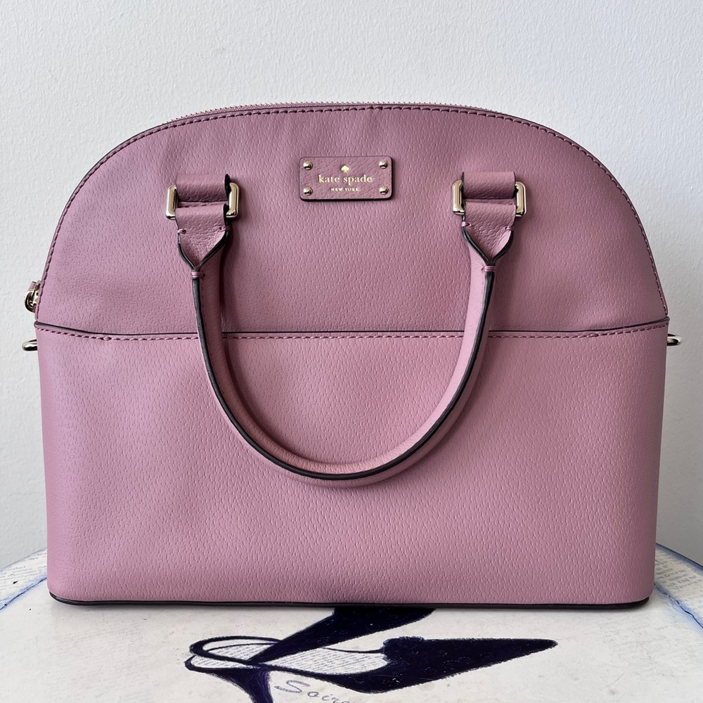 Kate Spade Grove Street Carli Medium Satchel Leather Handbag Mauve Purple